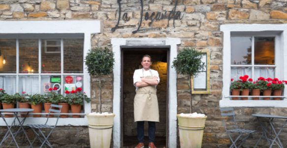 la locanda and chef stood outside